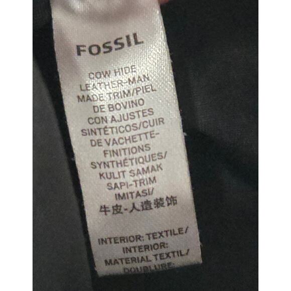 Fossil Fiona Large Crossbody Pebbled Leather Purse Black Gold Detachable Strap - Picture 10 of 11